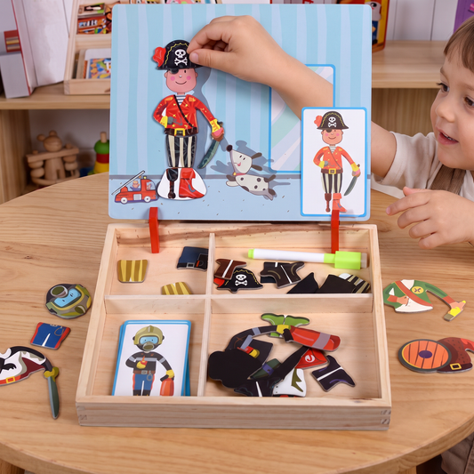 Magnetic Wooden Dress-Up & Matching Puzzle Board – Creative Learning Toy