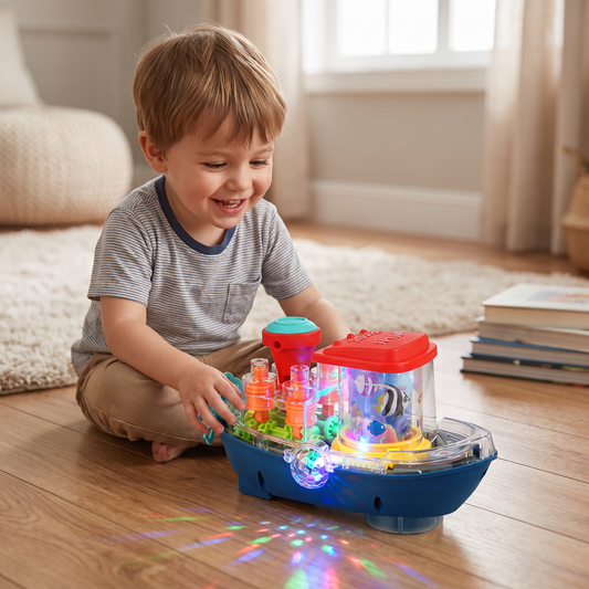 Light-Up Gear Boat – Musical Electric Toy Boat for Kids