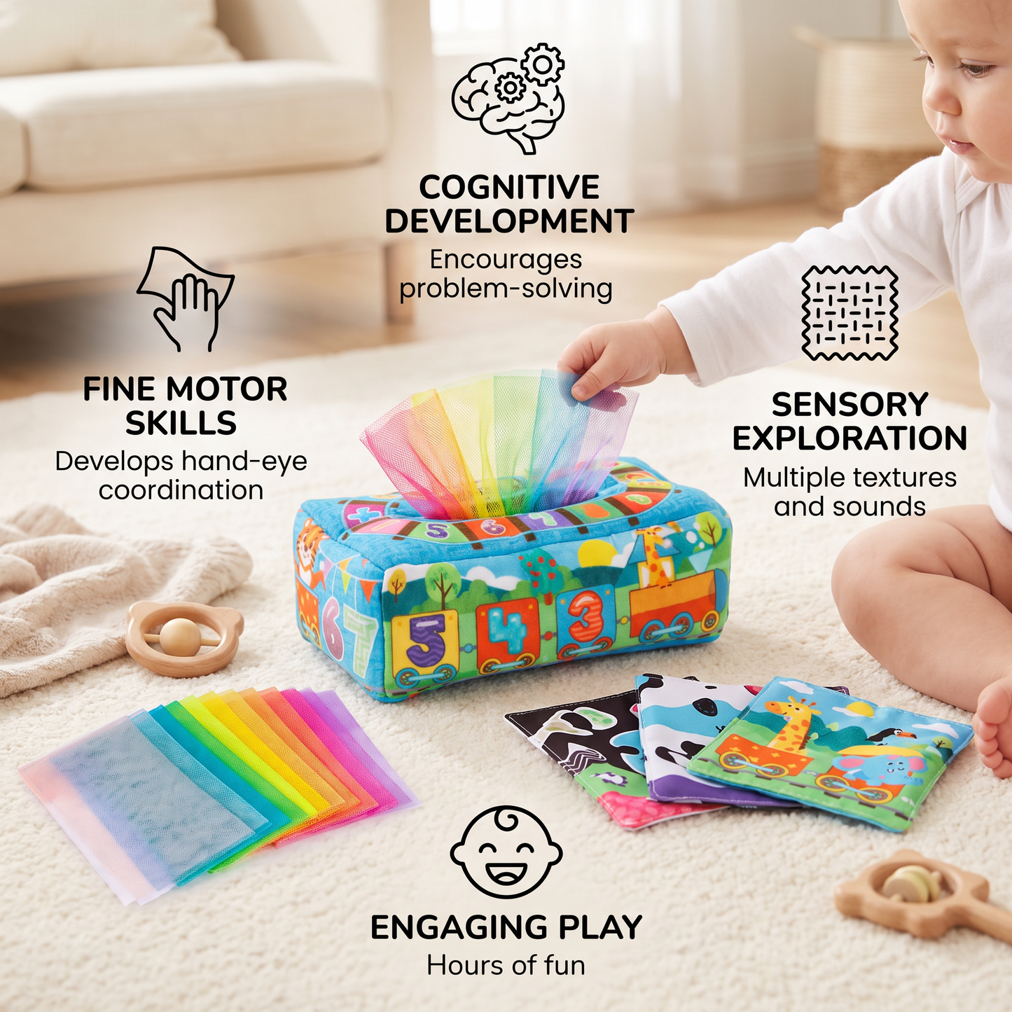 Montessori Magic Tissue Box – Sensory Learning Toy for Babies