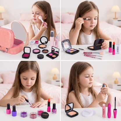Make-up Play Set for Girls – Safe Kids Cosmetic Set with Practical Bag