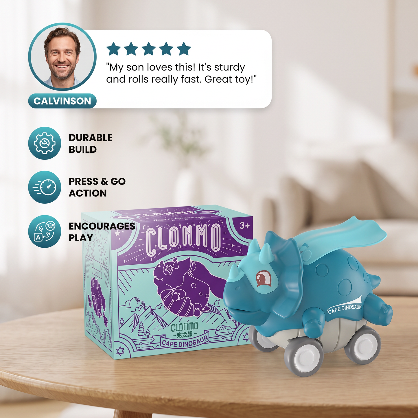 Press & Go Dinosaur Cars – Rolling Dinosaur Toys for Kids