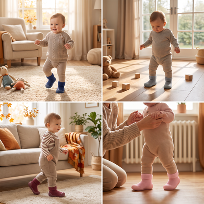 Warm Baby Walking Sock Shoes with Soft Non-Slip Soles