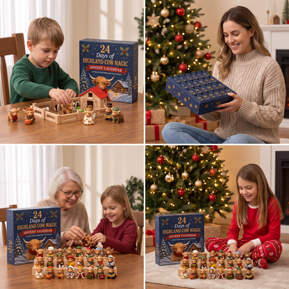 24-Day Highland Cow Advent Calendar with Collectible Mini Figurines