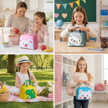 Cartoon Animal Insulated Lunch Bag for Kids