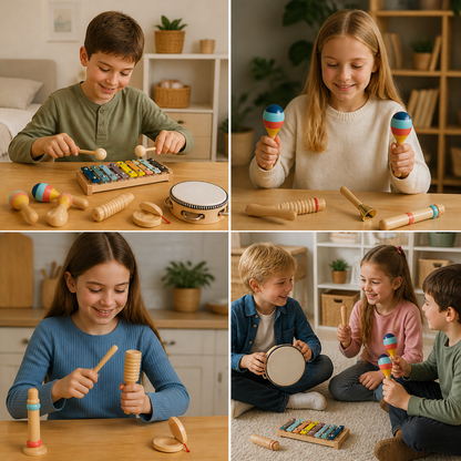 Wooden Musical Instrument Set – Montessori Percussion & Rhythm Learning Toys for Kids