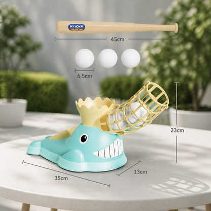 Step-On Baseball Pitching Machine with Bat & Balls for Kids