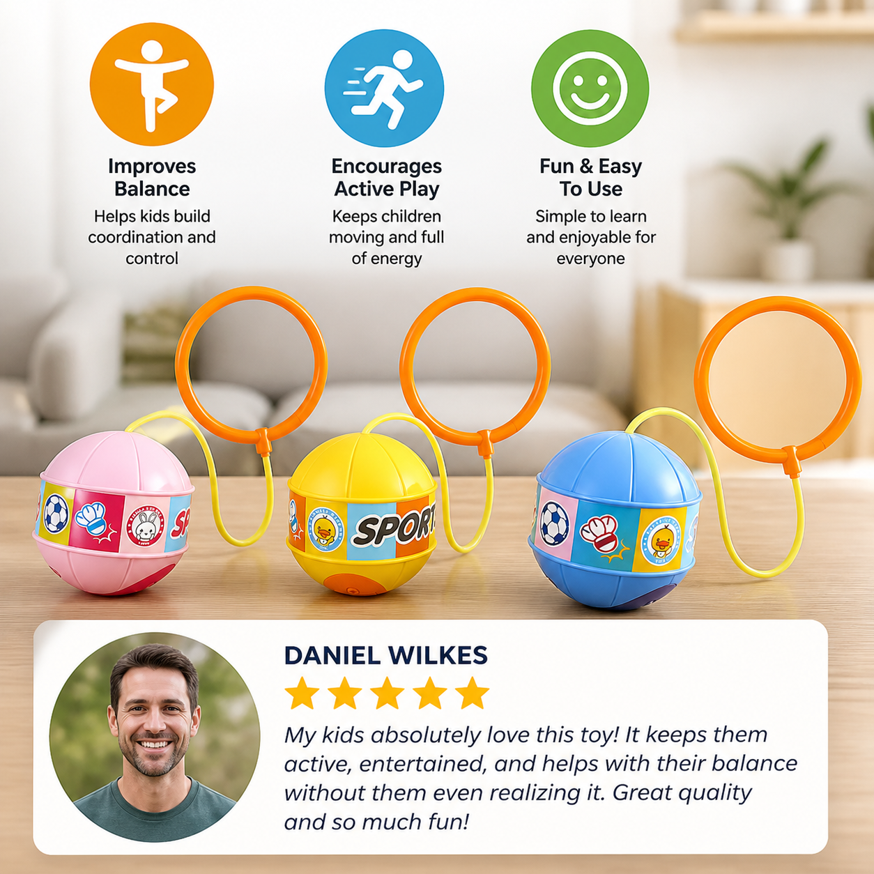 Interactive Skip Ball Ankle Swing Toy for Kids