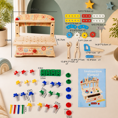 Wooden Kids Workbench & Tool Set – DIY Construction & Fine Motor Skills Learning Toy