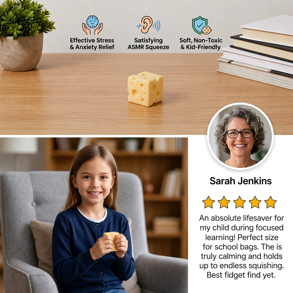 Squishy Cheese Stress Ball – Soft Moldable ASMR Fidget Toy for Stress & Anxiety Relief