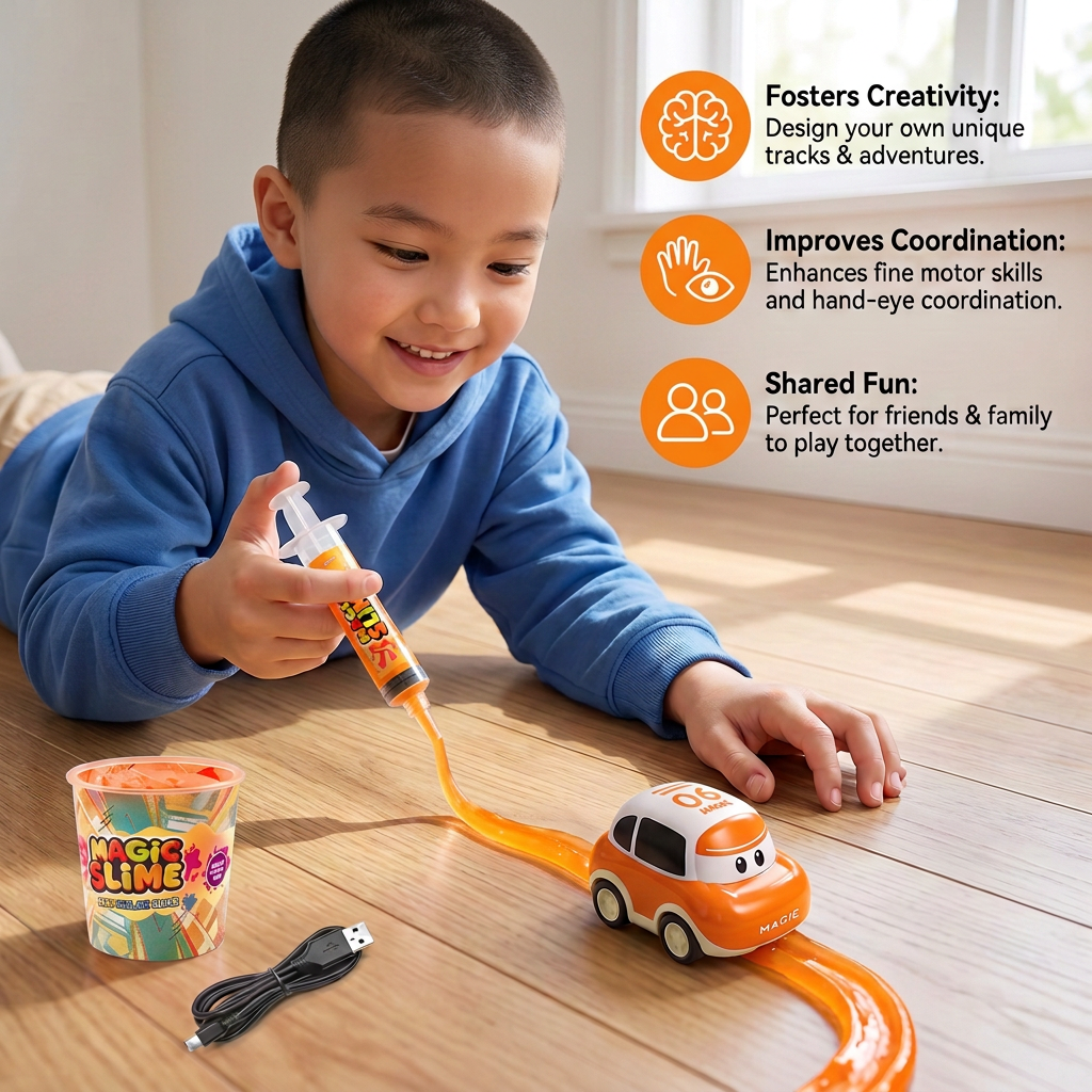 Magic Slime Race Track Set – DIY Electric Car Adventure