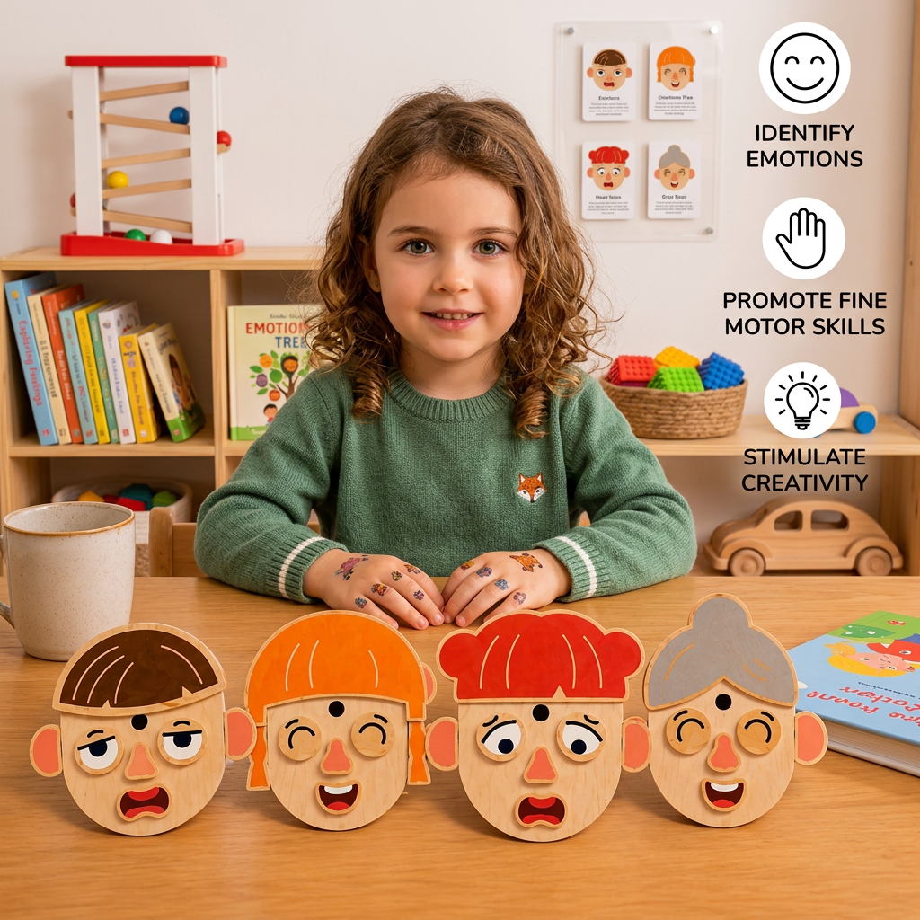 Wooden Facial Expressions & Emotions Learning Toy for Kids