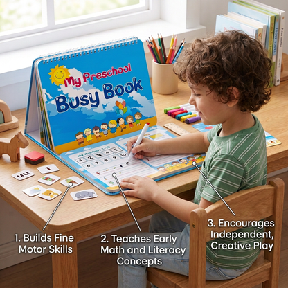 Montessori Busy Book – Reusable Preschool Learning Activity Book
