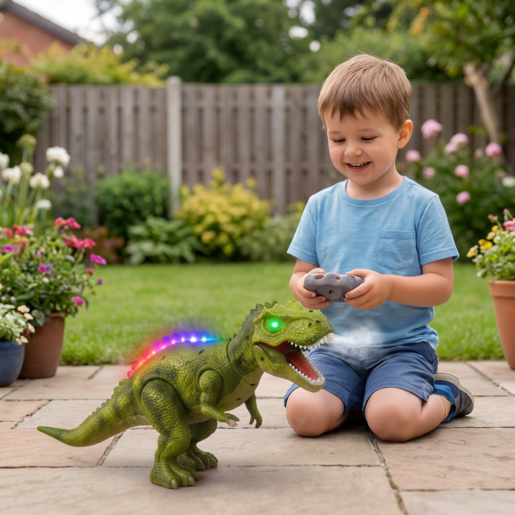 Remote Control Walking T-Rex – RC Dinosaur with Spray Mist, Lights & Sound
