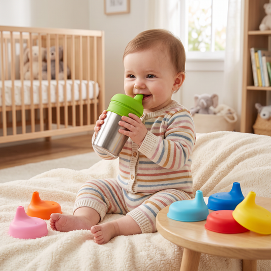 BPA-Free Spillproof Silicone Sippy Cup Lids with Straw