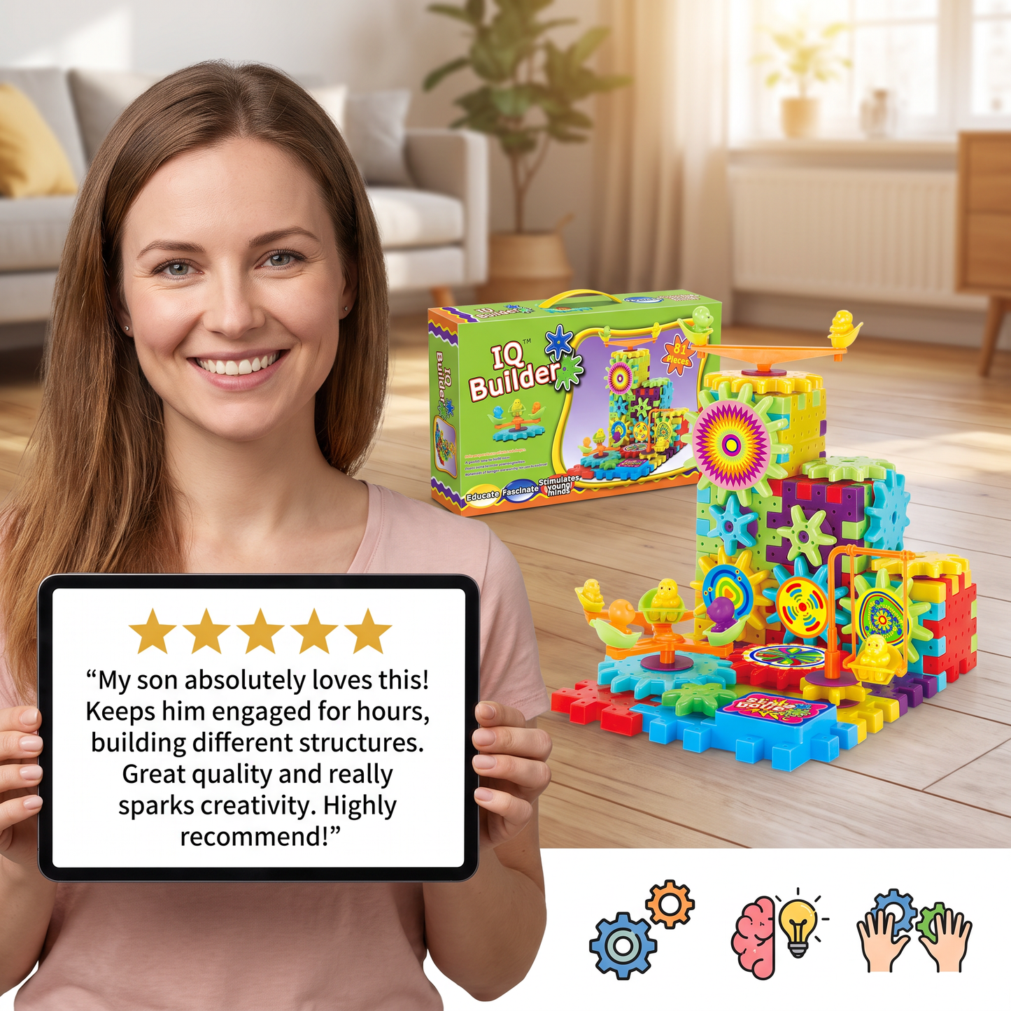 81-Piece STEM Gear Building Set – Interlocking Engineering Blocks for Kids