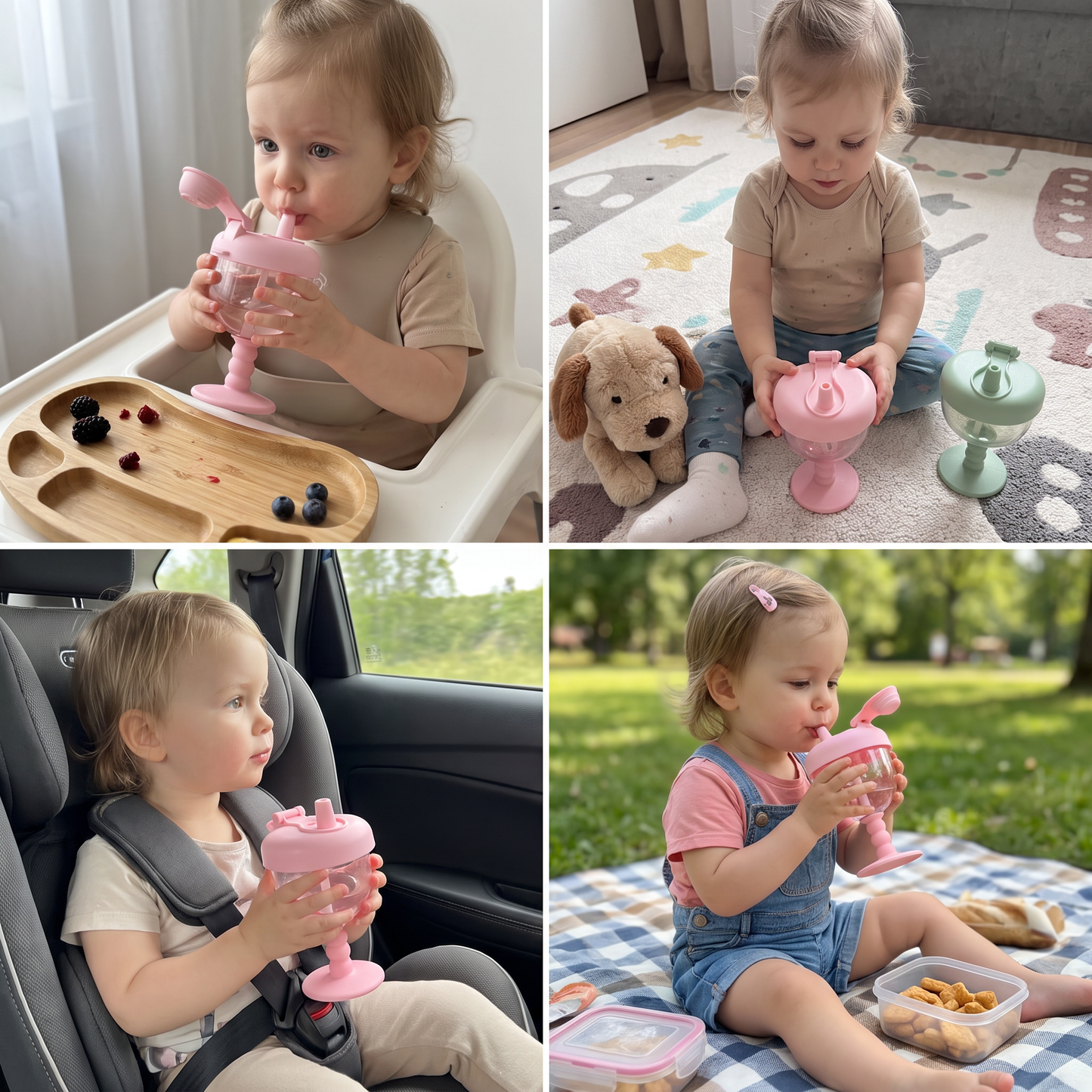 Spill-Proof Baby Straw Training Cup
