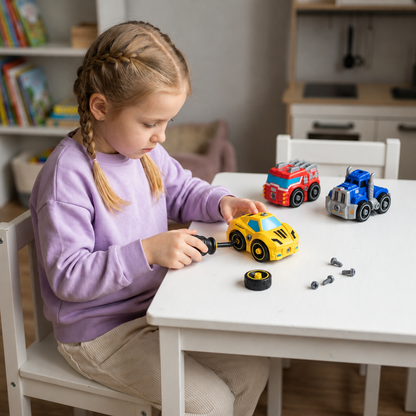4-Piece DIY Take-Apart City Vehicle Set with Toy Drill