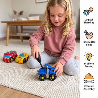 4-Piece DIY Take-Apart City Vehicle Set with Toy Drill