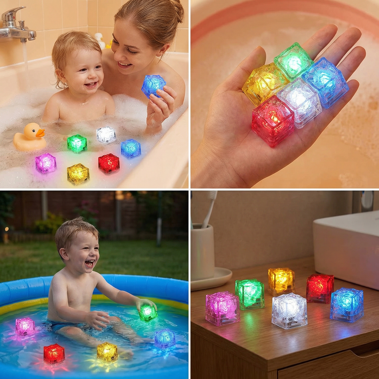 Light-up Bath Cubes Toy for Children Set of 6