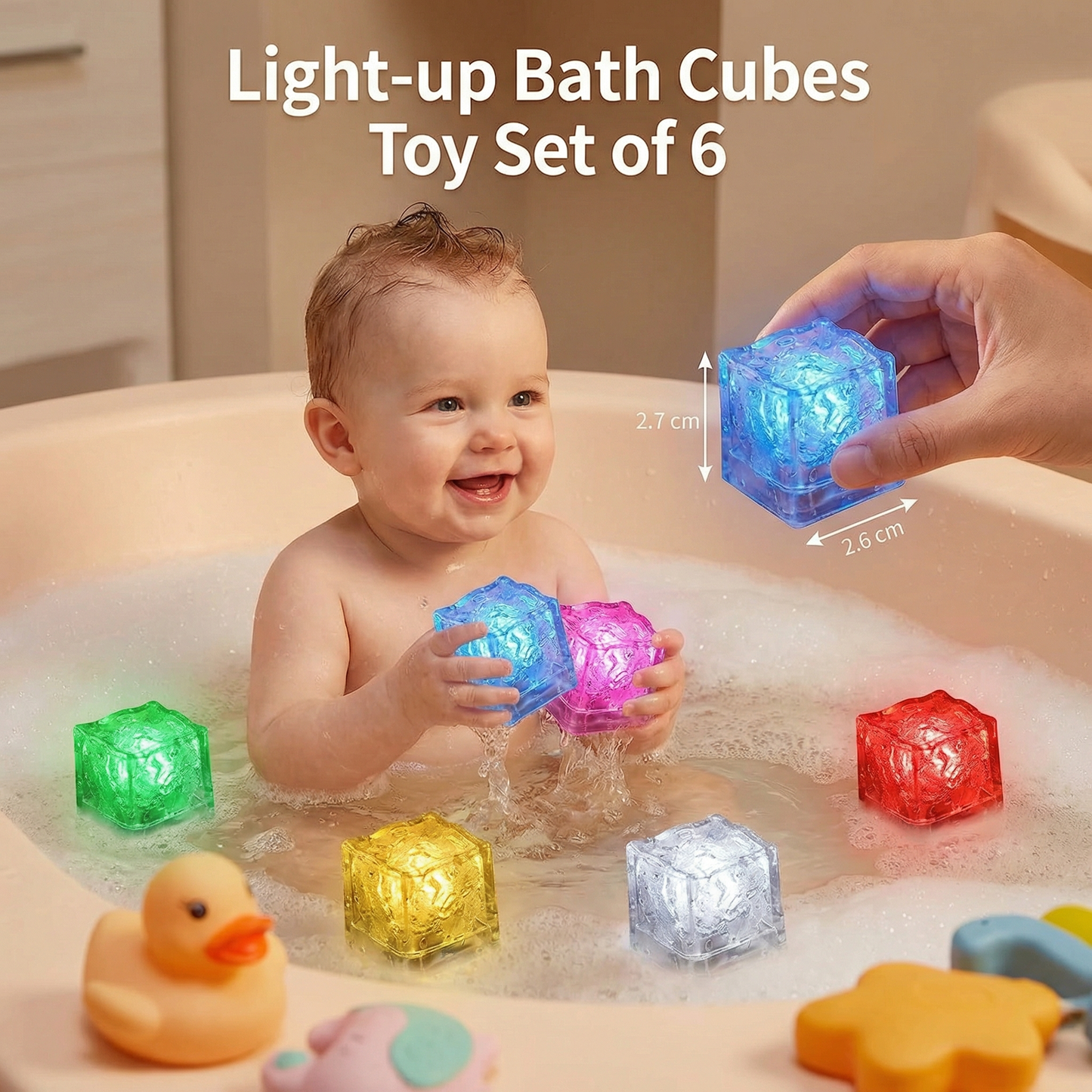 Light-up Bath Cubes Toy for Children Set of 6
