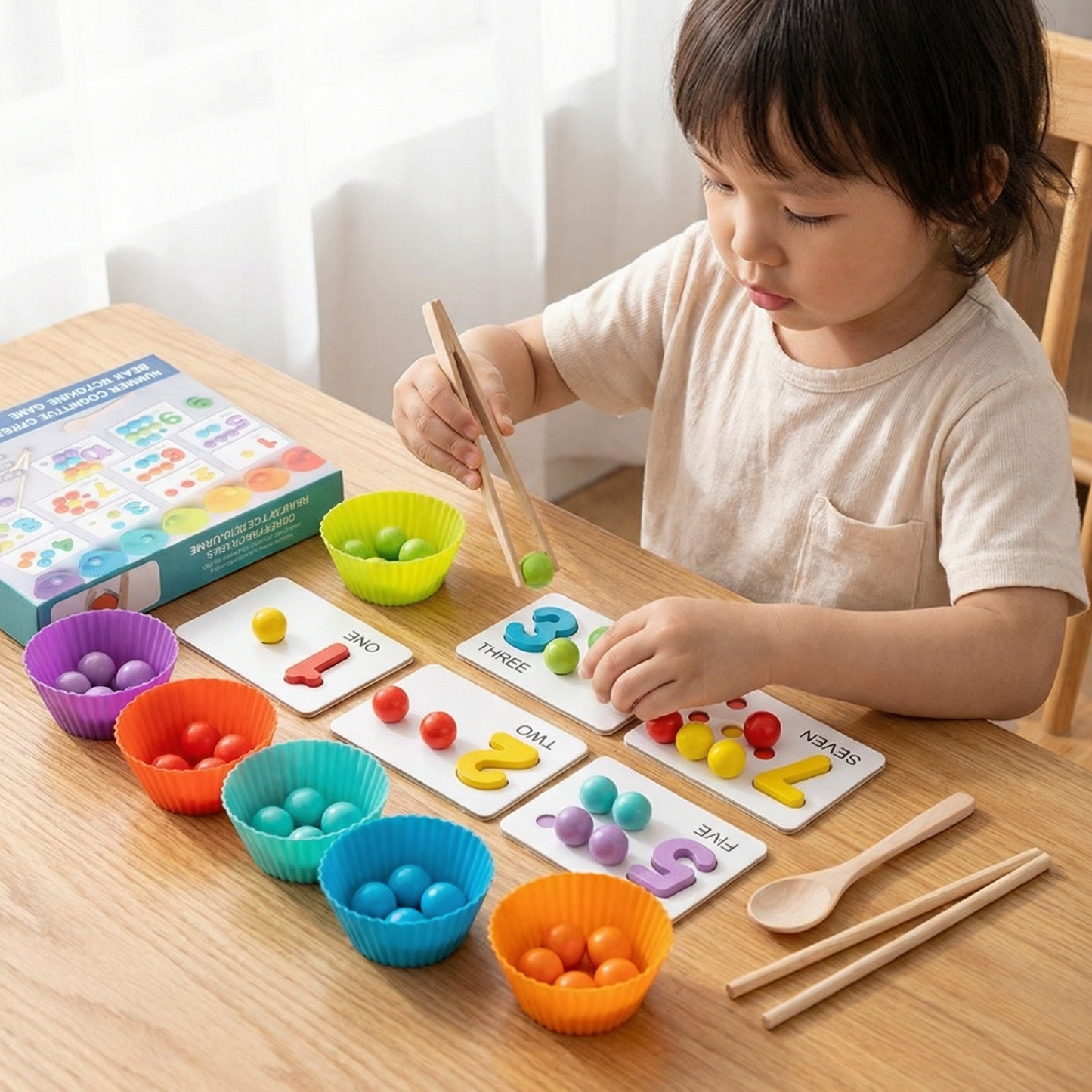 Montessori Ball Number and Colour Sorting Set for Learning to Count