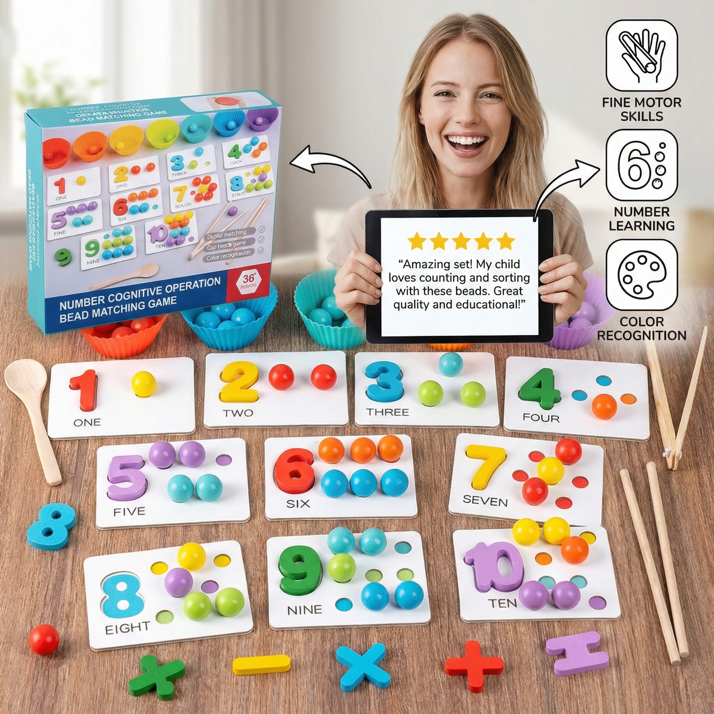 Montessori Ball Number and Colour Sorting Set for Learning to Count