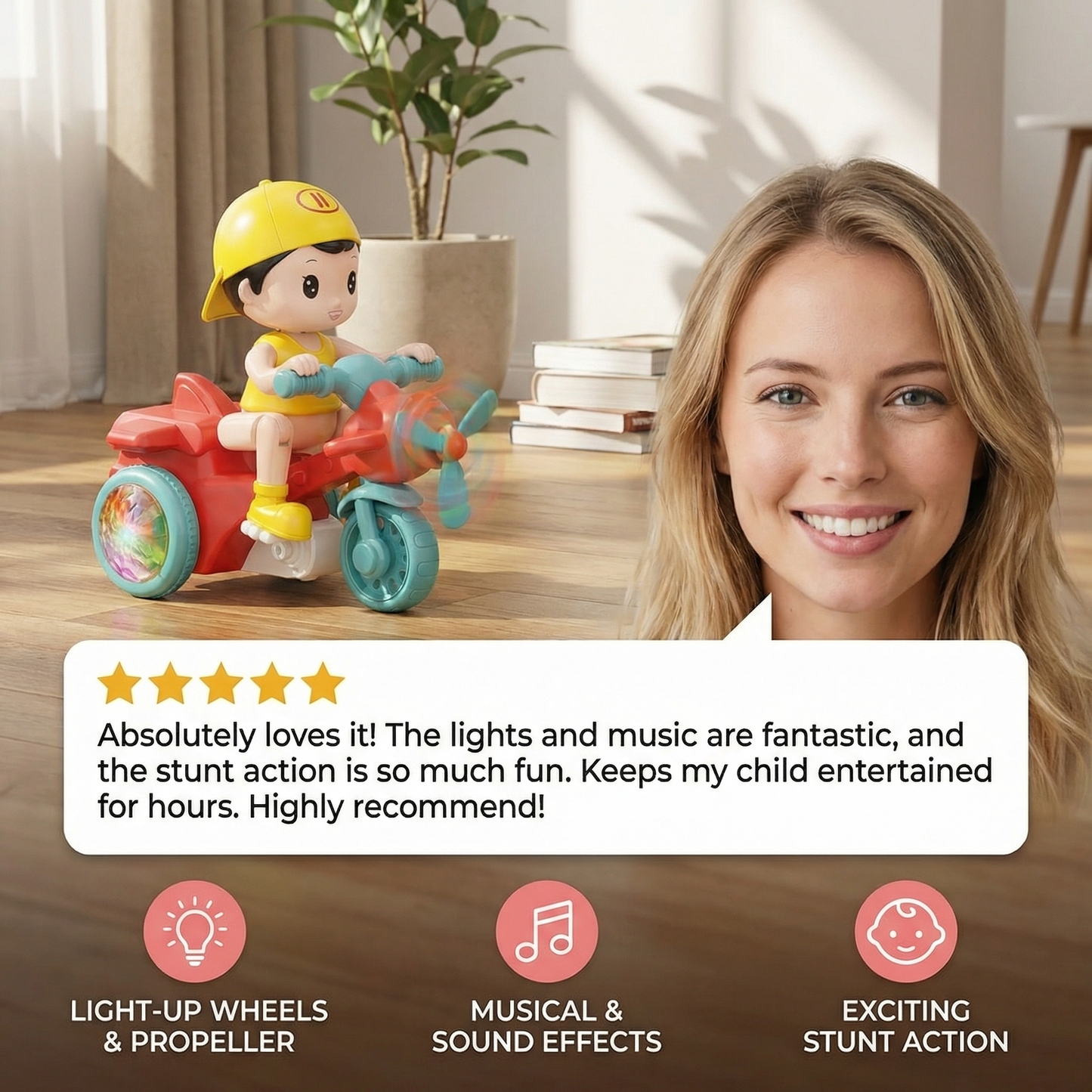 Light-Up Musical Kids Stunt Scooter Toy