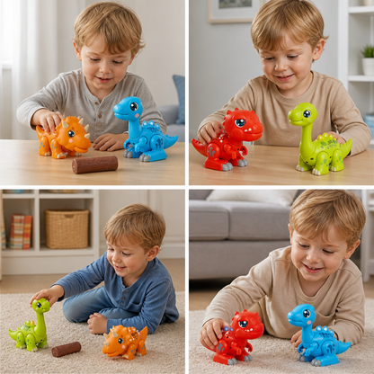 Easy-Assembly STEM Learning Dinosaur Toy with Lights & Sounds