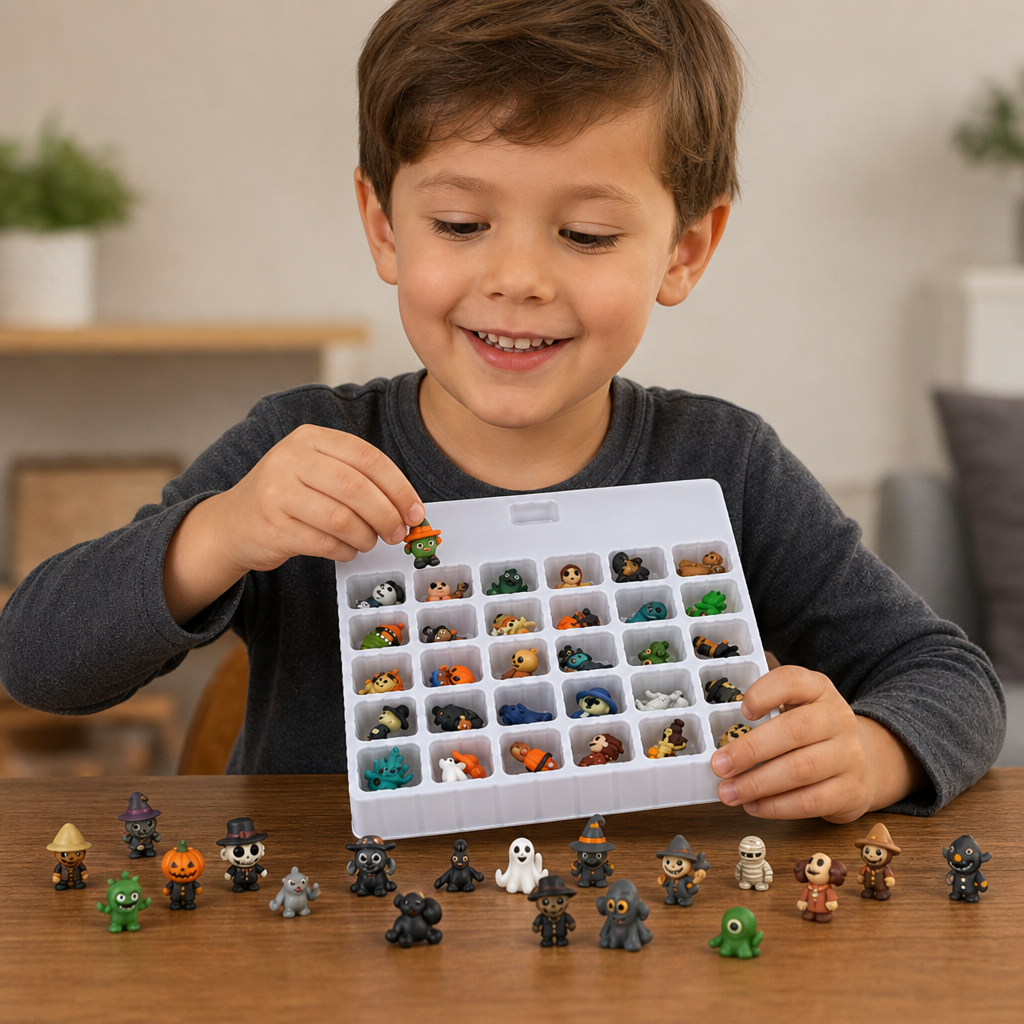 Halloween Countdown Calendar with Surprise Horror Mini Figures & Charms