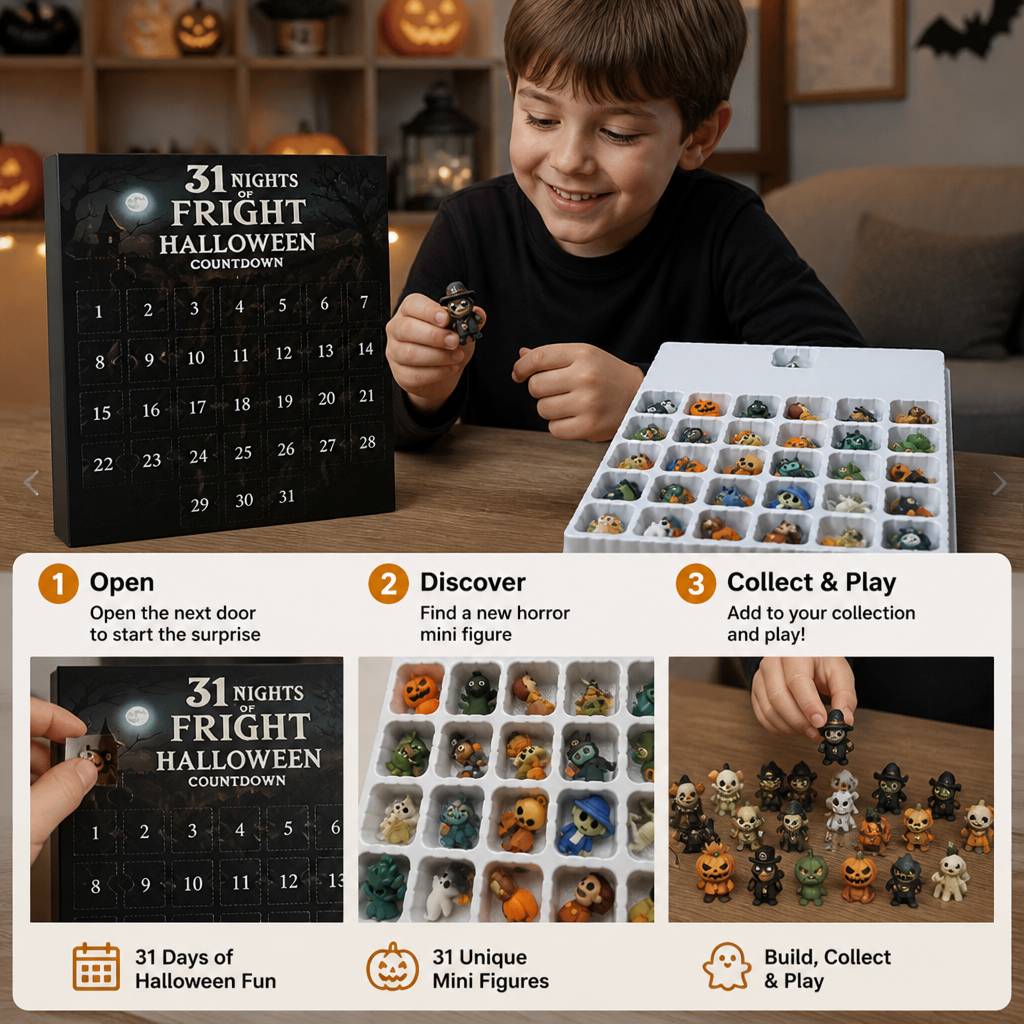 Halloween Countdown Calendar with Surprise Horror Mini Figures & Charms