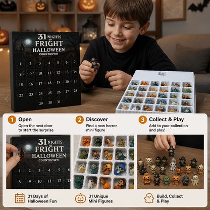 Halloween Countdown Calendar with Surprise Horror Mini Figures & Charms