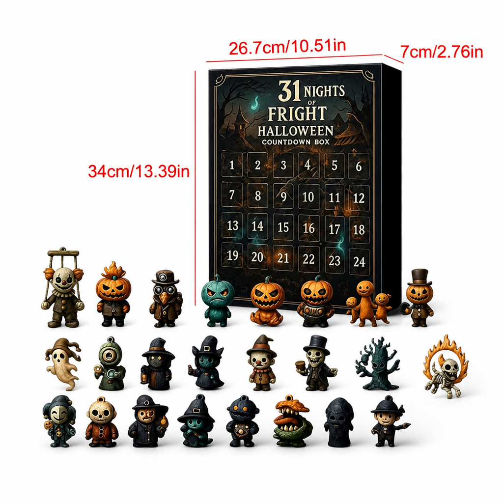 Halloween Countdown Calendar with Surprise Horror Mini Figures & Charms