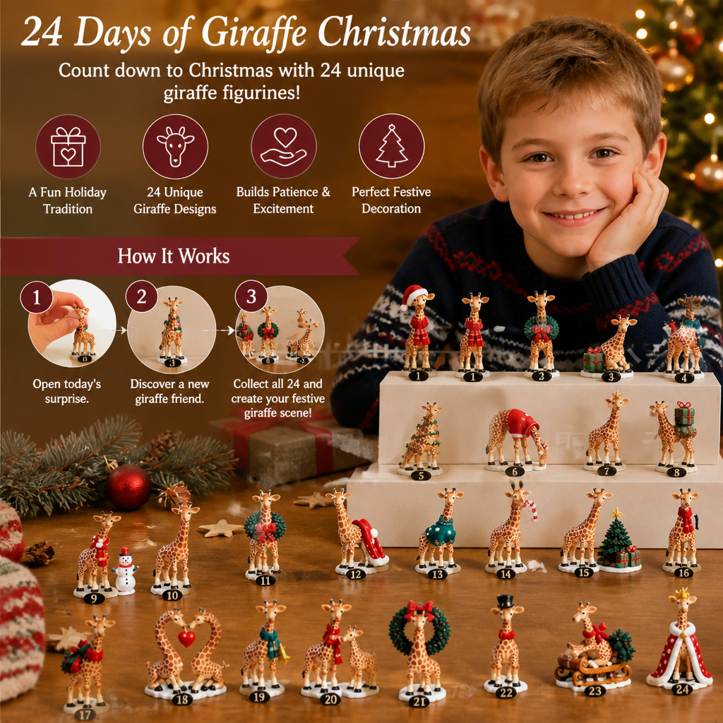 24-Day Christmas Giraffe Figurine Advent Calendar