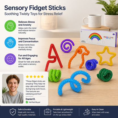 Sensory Fidget Sticks – Soothing Twisty Toys for Stress Relief