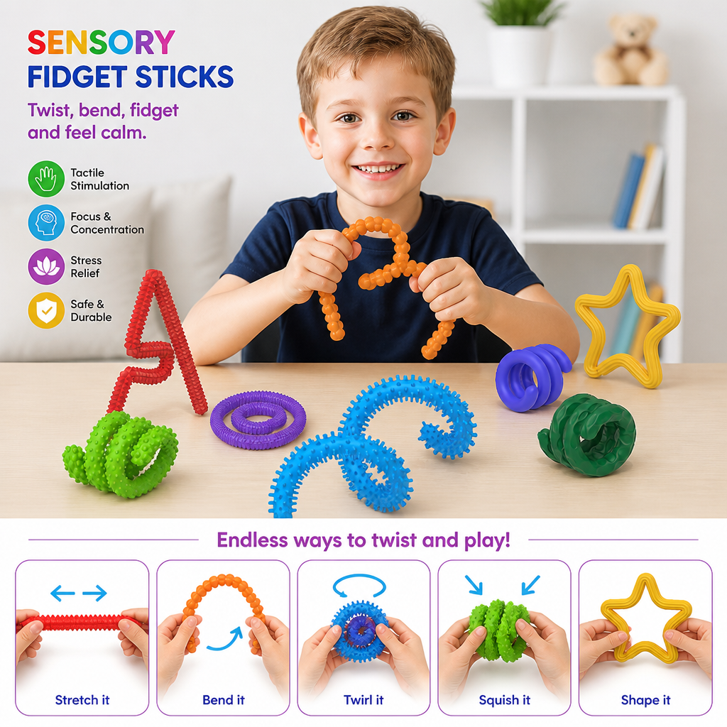 Sensory Fidget Sticks – Soothing Twisty Toys for Stress Relief