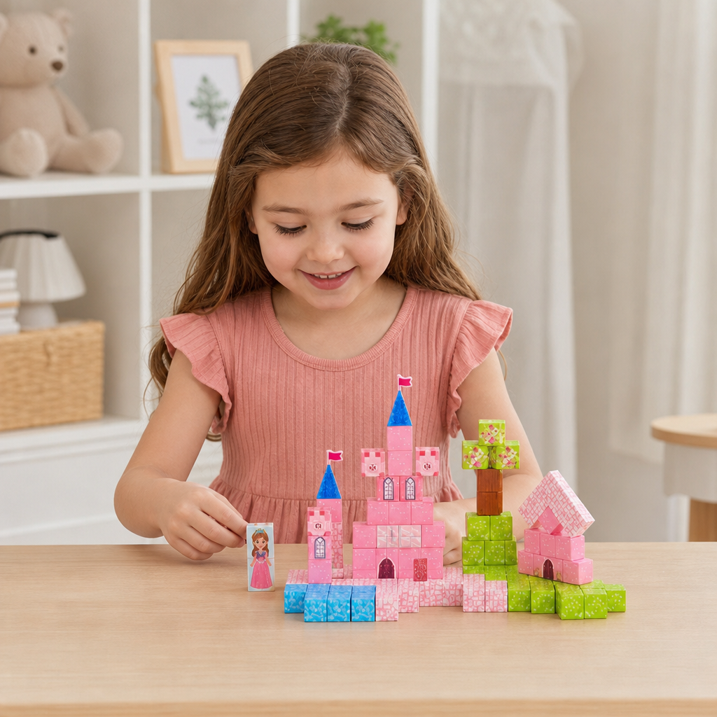 Montessori Princess Dream Castle Magnetic Building Cubes Set