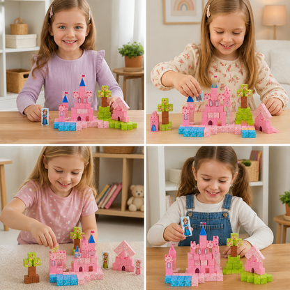 Montessori Princess Dream Castle Magnetic Building Cubes Set