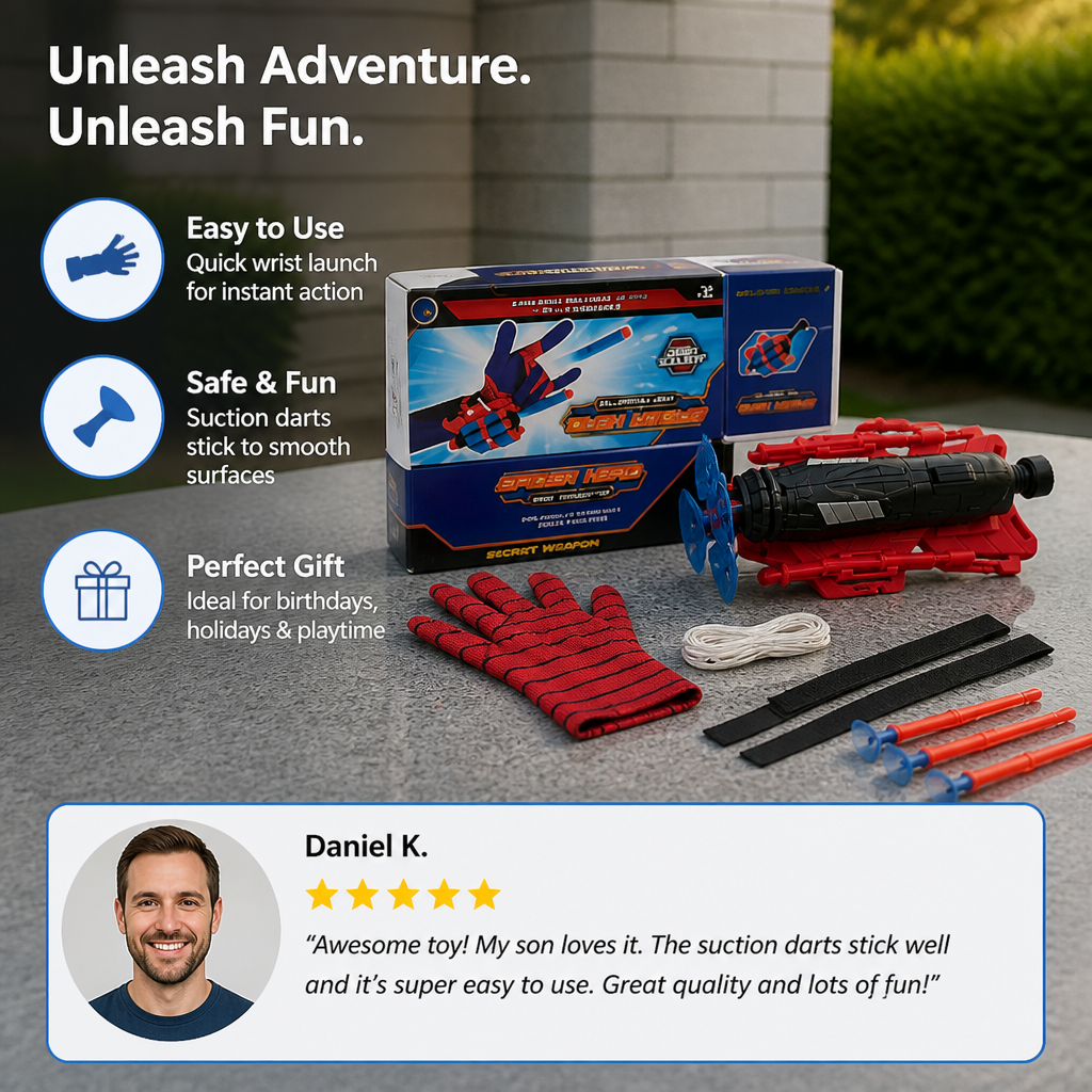 Superhero Web Launcher Glove Set – Wrist String Shooter with Suction Darts