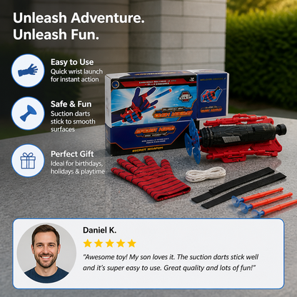 Superhero Web Launcher Glove Set – Wrist String Shooter with Suction Darts