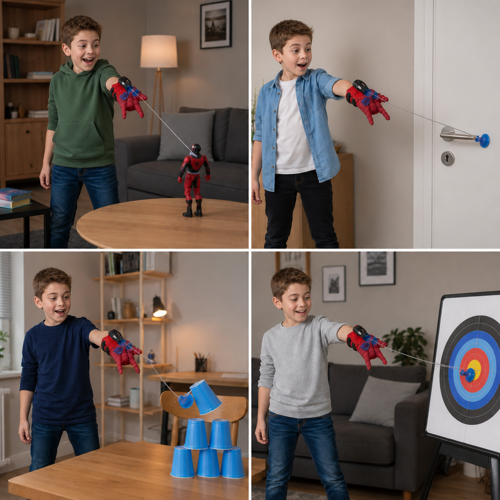 Superhero Web Launcher Glove Set – Wrist String Shooter with Suction Darts