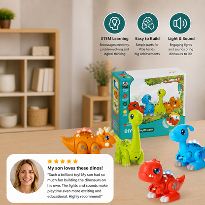 Easy-Assembly STEM Learning Dinosaur Toy with Lights & Sounds
