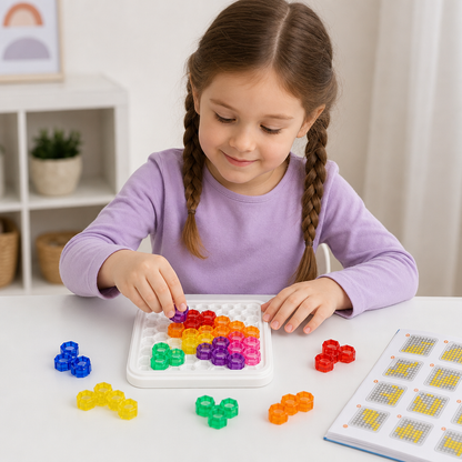 Rainbow Bead Puzzle Board – Logic & Problem-Solving Game