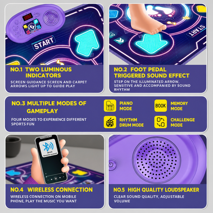Interactive Musical Dance Mat with LED Lights for Kids