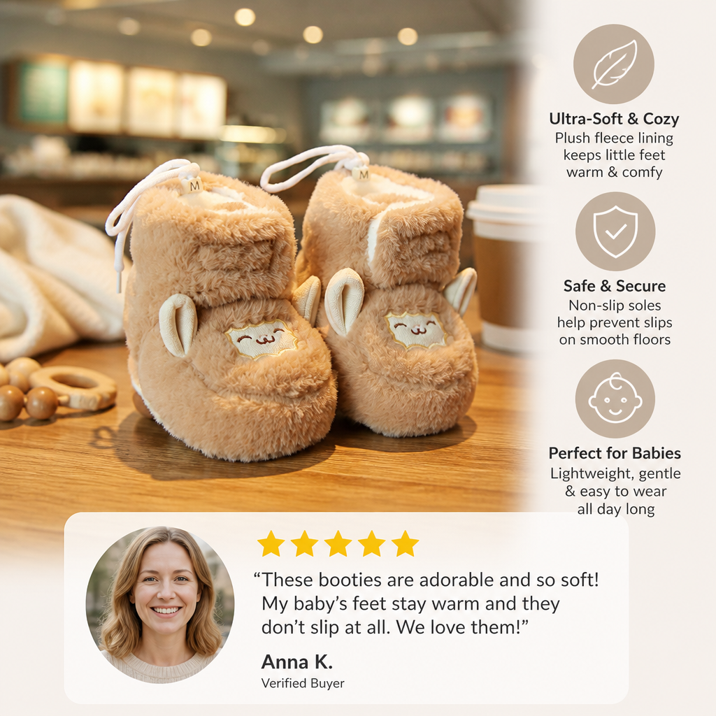 Warm & Cozy Fleece-Lined Baby Booties with Soft Non-Slip Soles