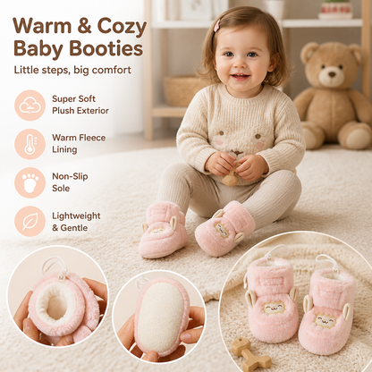 Warm & Cozy Fleece-Lined Baby Booties with Soft Non-Slip Soles