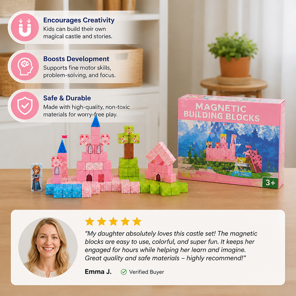 Montessori Princess Dream Castle Magnetic Building Cubes Set
