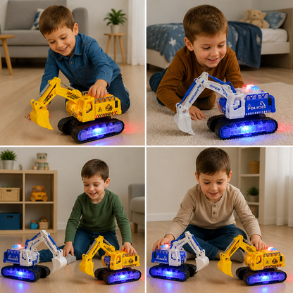 Electric Transforming Robot Excavator Toy with Lights & Sounds