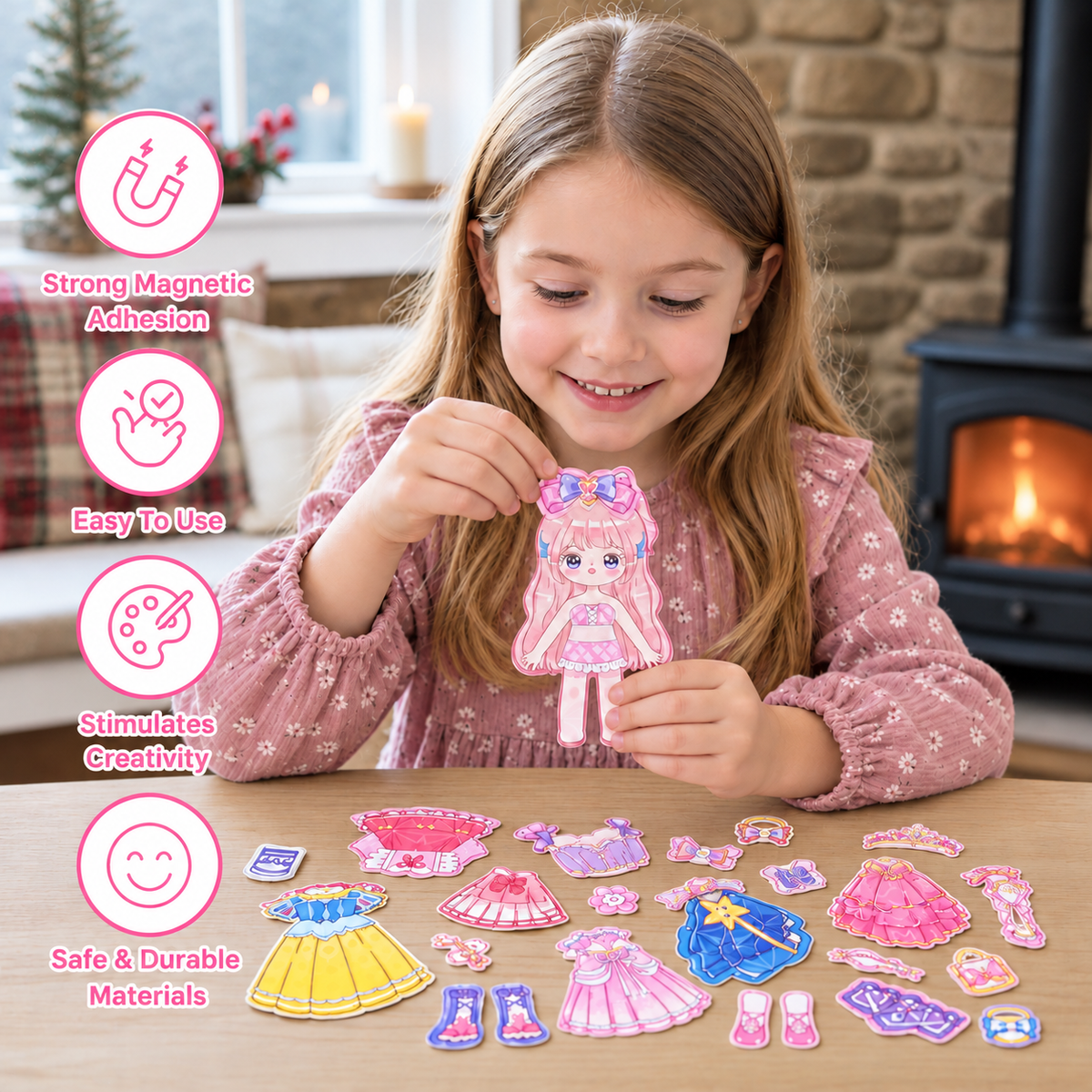 Princess Magnetic Dress-Up Set with 3D Stickers