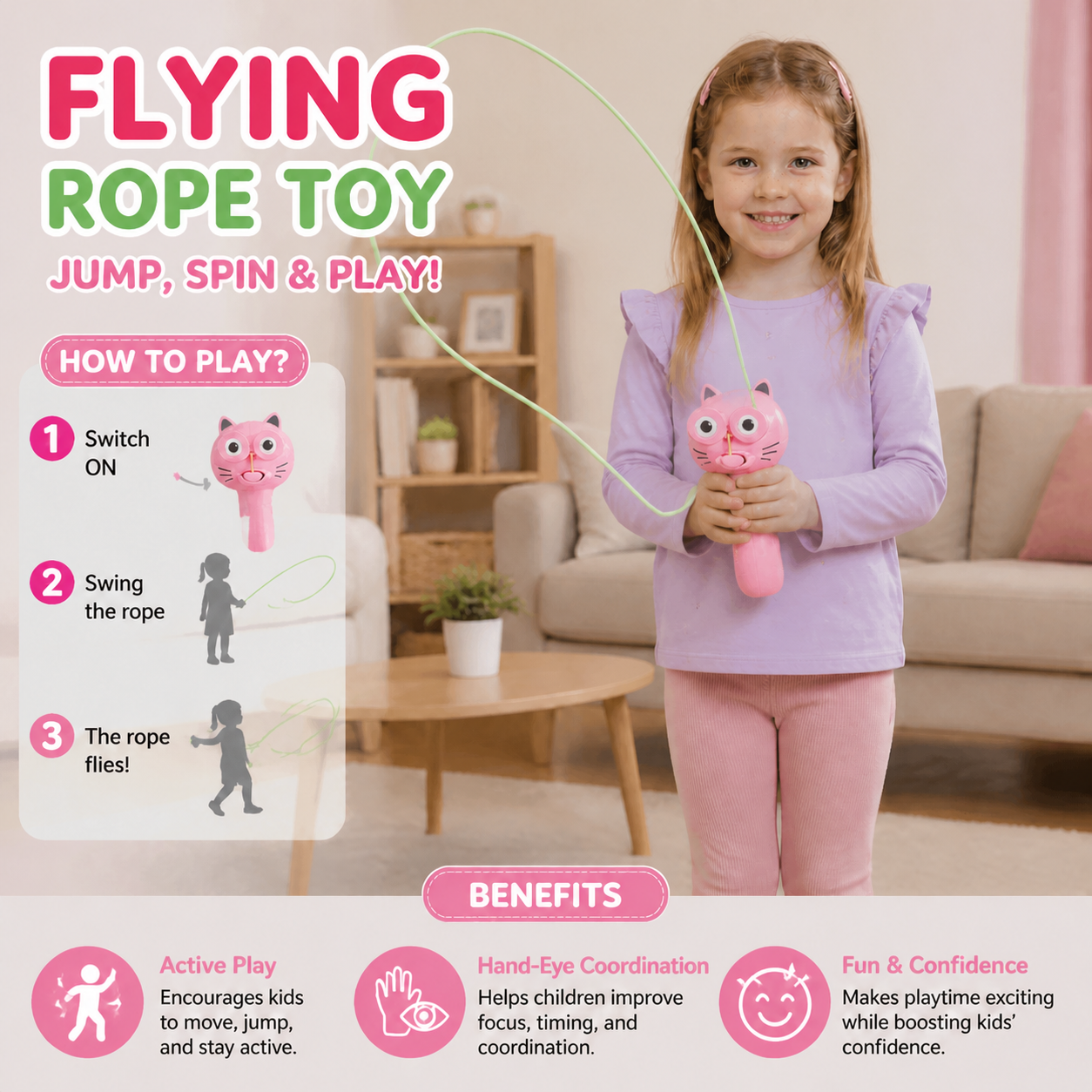 Interactive Flying Rope Toy for Kids