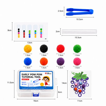 Montessori Pom-Pom Color & Numbers Learning Game for Fine Motor Skills